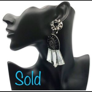 Ranjana Khan Mirrored Envy Fan Drop Statement Earrings
